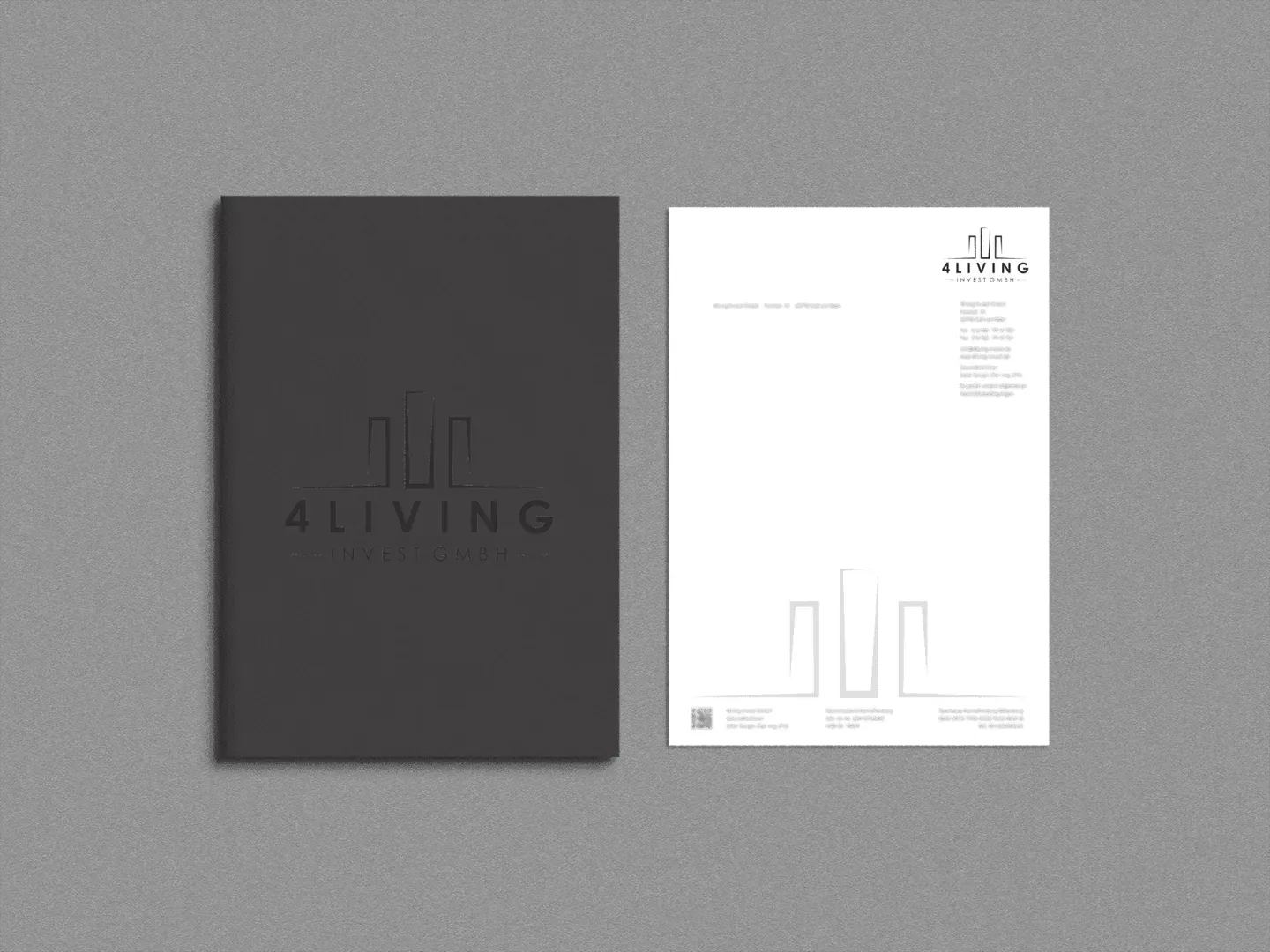 Briefbogen und Mappe von 4living Invest