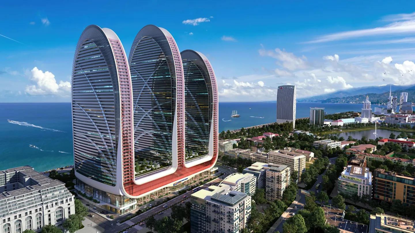 Die drei geschwungenen Türme von Alliance Centropolis in Batumi, Visualisierung