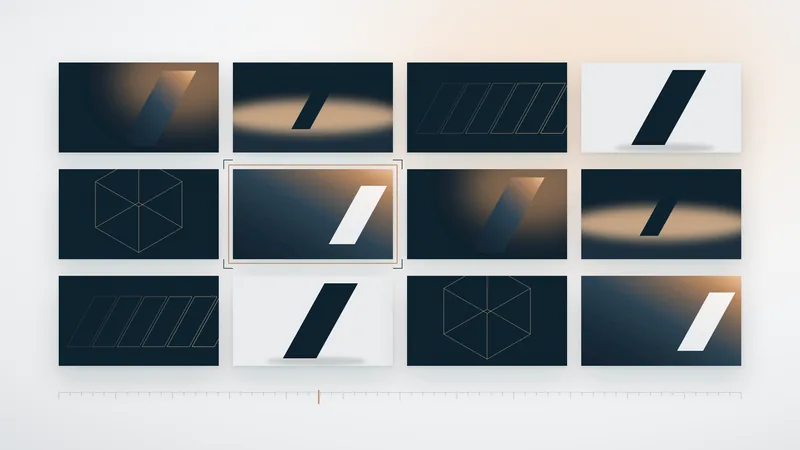 Key Visual Content, Film & 3D: Storyboard mit zwölf Szenen im Aubrey-Design