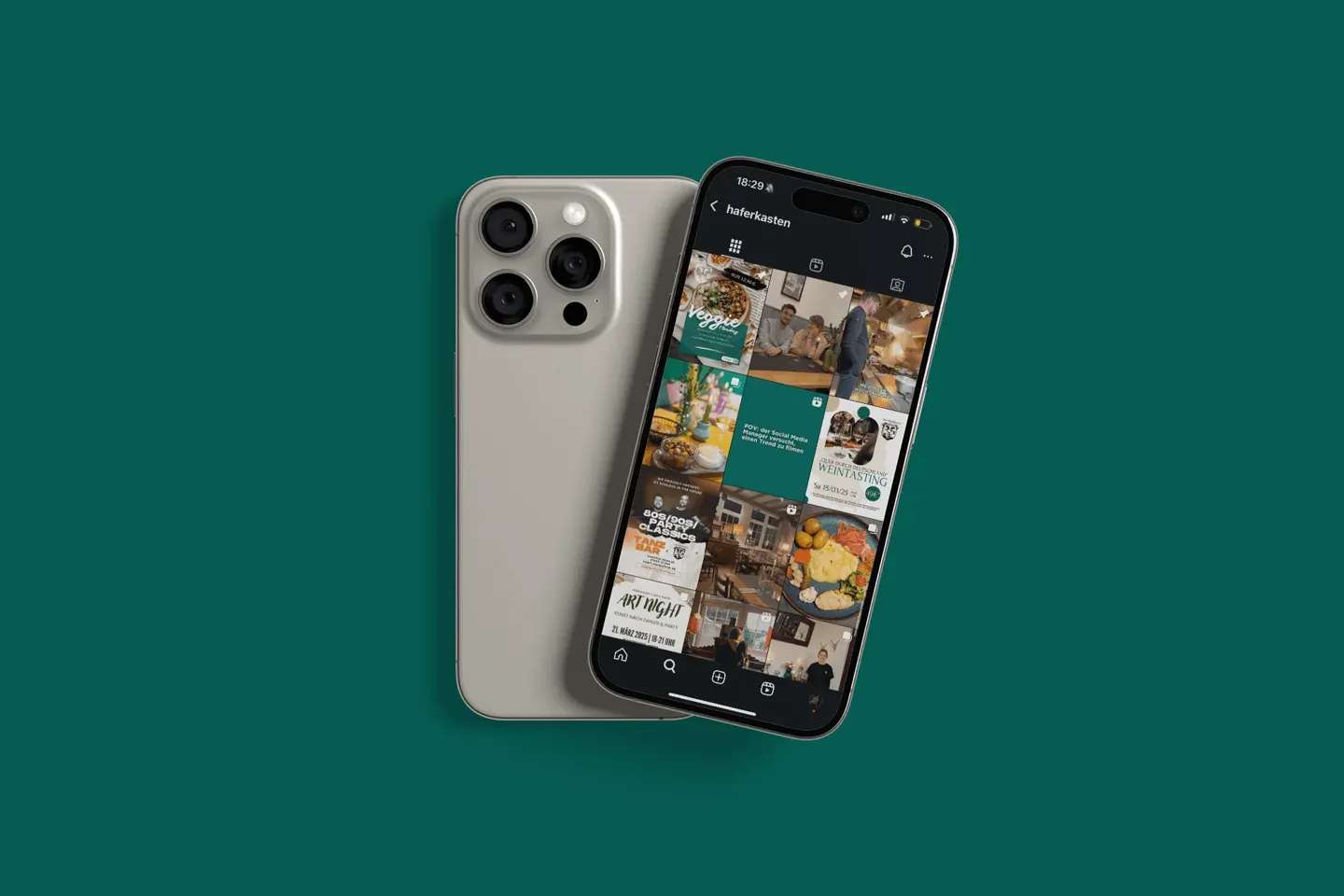 Smartphone mit Instagram-Profil von Zum Haferkasten